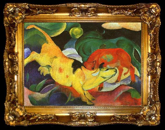 framed  Franz Marc Cows, Yellow, Red, Green, ta009-2